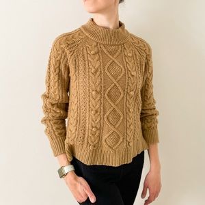 Pom-pom cable-knit sweater in color Melted caramel